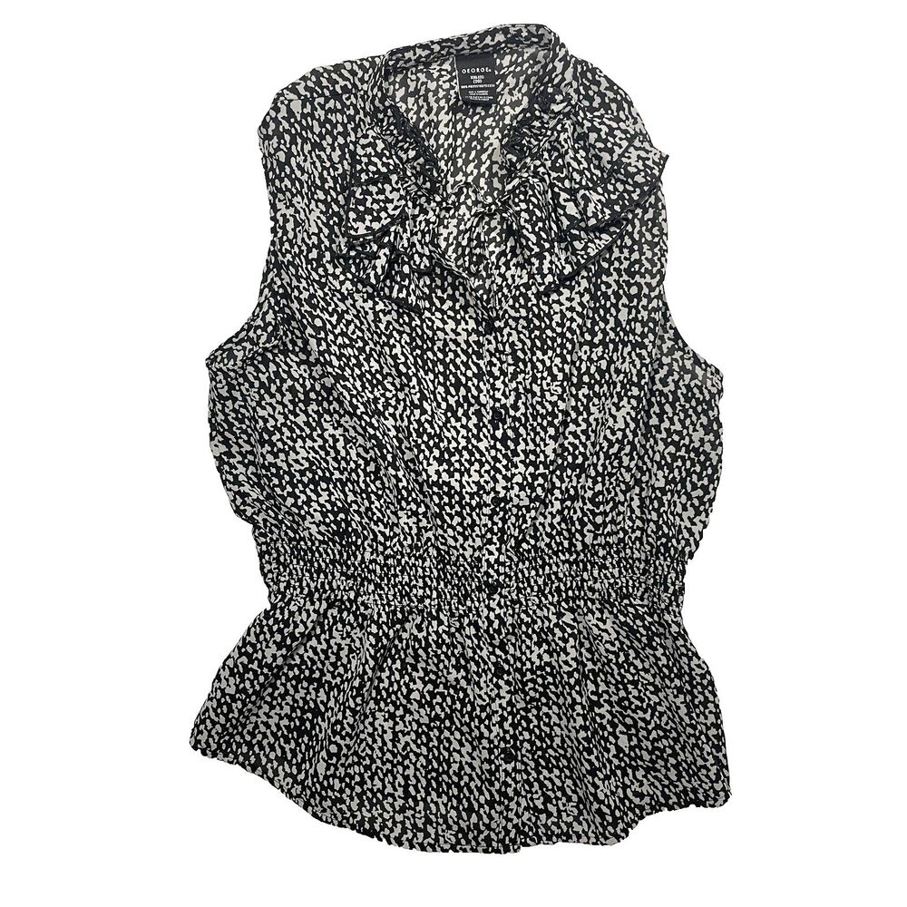 George XXL  Y2K Black Sleeveless Blouse Tie Front Grunge Fairycore Stretchy Top